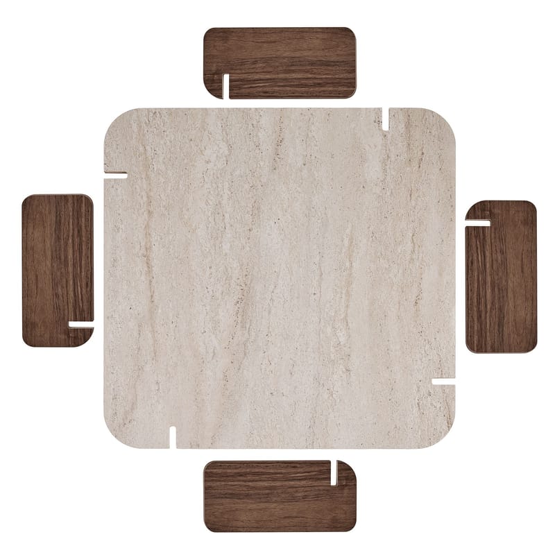 Sofabord Nordure Marais (90 x 35 x 90 cm) Travertin valnøtt - Møbler - Bord - Sofabord
