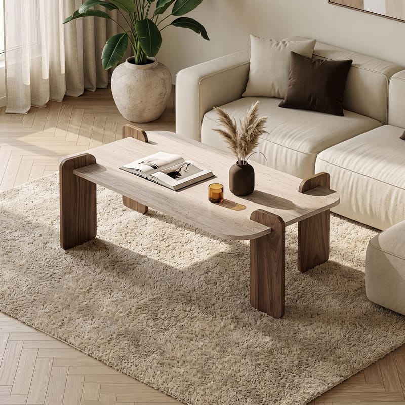 Sofabord Nordure Renard (120 x 35 x 60 cm) Travertin valnøtt - Møbler - Bord - Sofabord