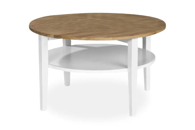 Tranås Sofabord 80 cm Rundt, Eik/Hvit