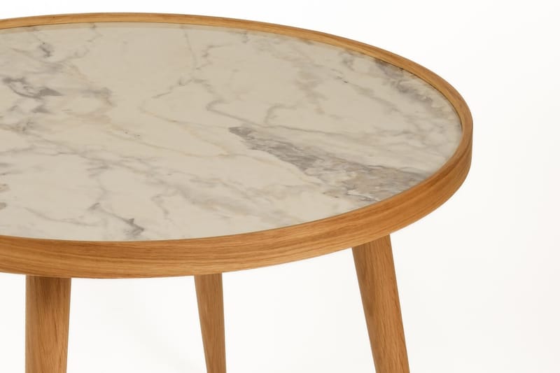 Sofabord Wallxpert Polen (80 x 48 x 80 cm) Eik Hvit Marmor - Eik og hvit marmor - Møbler - Bord - Sofabord
