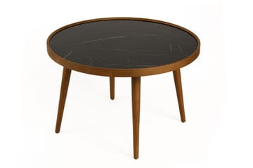 Sofabord Wallxpert Polen (80 x 48 x 80 cm) Valnøtt svart marmor - Valnøtt og svart marmor - Møbler - Bord - Sofabord