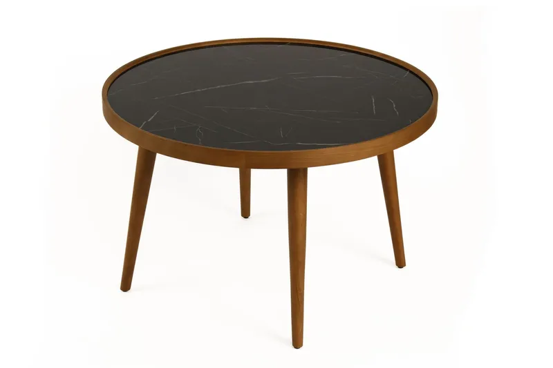 Sofabord Wallxpert Polen (80 x 48 x 80 cm) Valnøtt svart marmor - Valnøtt og svart marmor - Møbler - Bord - Sofabord
