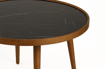Sofabord Wallxpert Polen (80 x 48 x 80 cm) Valnøtt svart marmor - Valnøtt og svart marmor - Møbler - Bord - Sofabord