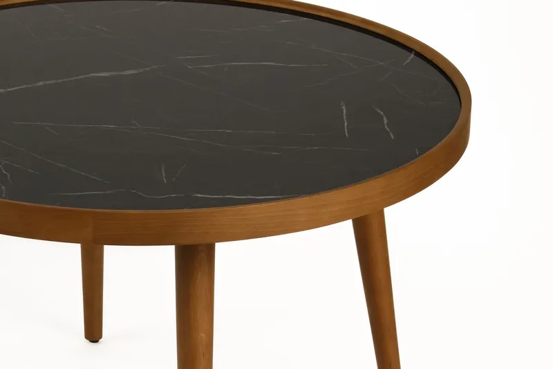 Sofabord Wallxpert Polen (80 x 48 x 80 cm) Valnøtt svart marmor - Valnøtt og svart marmor - Møbler - Bord - Sofabord