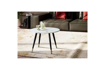 Sofabord Wohnling marmorutseende 60 cm rund, moderne stil Marmor Hvit - Marmor Hvit - Møbler - Bord - Sofabord