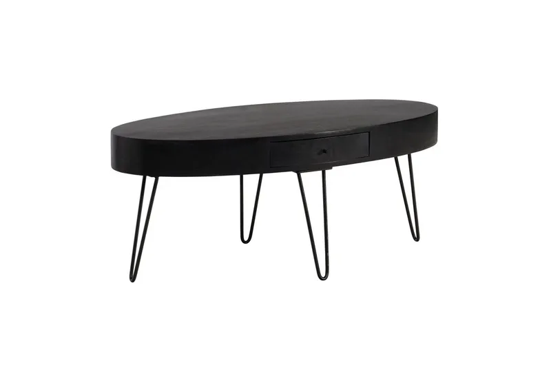 Sofabord Wohnling Solid tre 100 cm oval med skuff i landlig stil