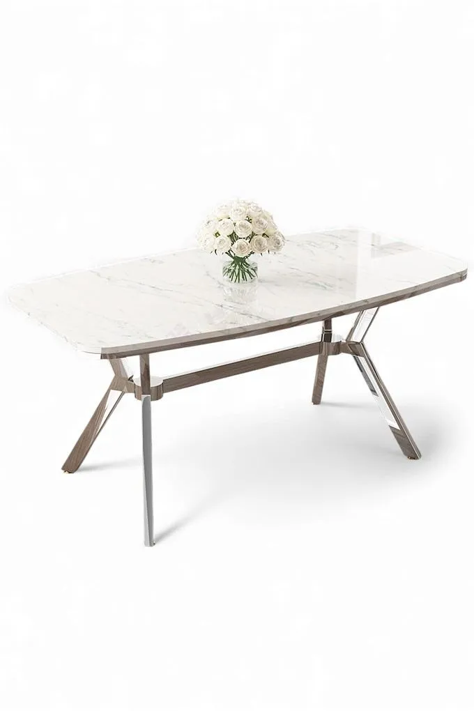 Spisebord Hanah Home Esla (160 x 75 x 90 cm) Hvit marmor krom