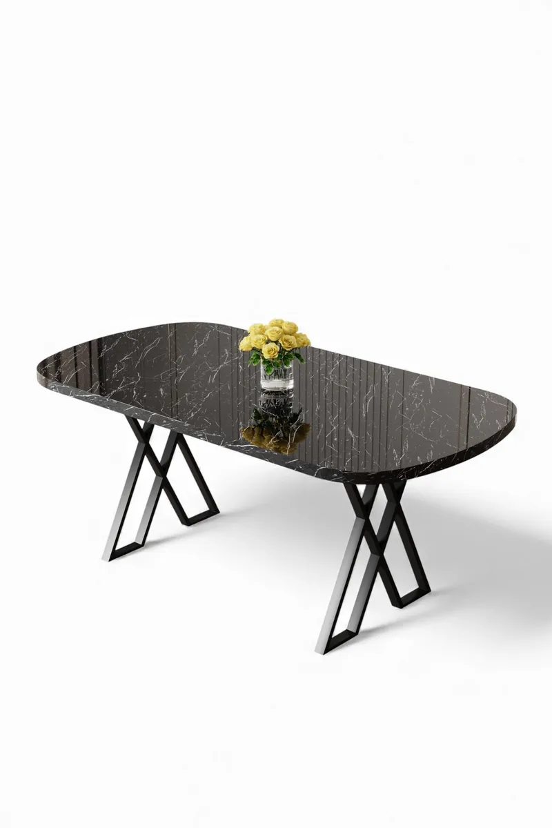 Spisebord Hanah Home Kaye (168 x 76 x 90 cm) Svart marmor svart - Møbler - Bord - Spisebord & kjøkkenbord