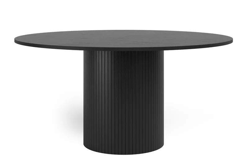 Kopparbo Rundt Spisebord 150 cm, Svart Tre / Ribbet