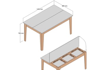 Lissione Spisebord 145x88 cm Brun/Svart - Hanah Home - Møbler - Bord - Spisebord & kjøkkenbord