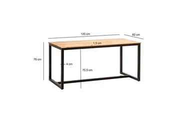 Spisebord Wohnling massivt tre industriell loft stil metall rammebein 120x60 cm - 120x60 cm - Møbler - Bord - Spisebord & kjøkkenbord
