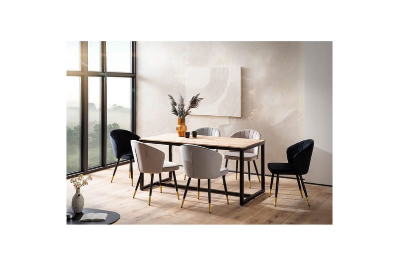 Spisebord Wohnling massivt tre industriell loft stil metall rammebein 120x60 cm - 120x60 cm - Møbler - Bord - Spisebord & kjøkkenbord