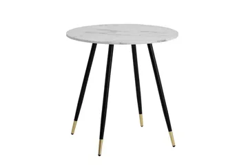 Spisebord Wohnling Rund 75 cm marmorlignende moderne med gulltippede ben Marmor, Hvit - Marmor, Hvit - Møbler - Bord - Spisebord & kjøkkenbord