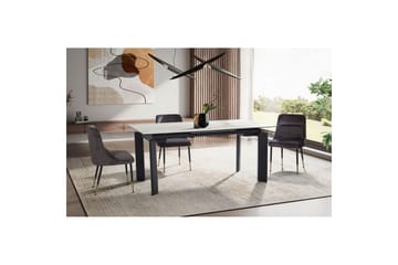 Spisebord Wohnling Uttrekkbar 180-260 cm Keramisk Klassisk Fire Bein Metallramme Svart, marmor hvit - Svart, marmor hvit - Møbler - Bord - Spisebord & kjøkkenbord