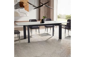 Spisebord Wohnling Uttrekkbar 180-260 cm Keramisk Klassisk Fire Bein Metallramme Svart, marmor hvit - Svart, marmor hvit - Møbler - Bord - Spisebord & kjøkkenbord