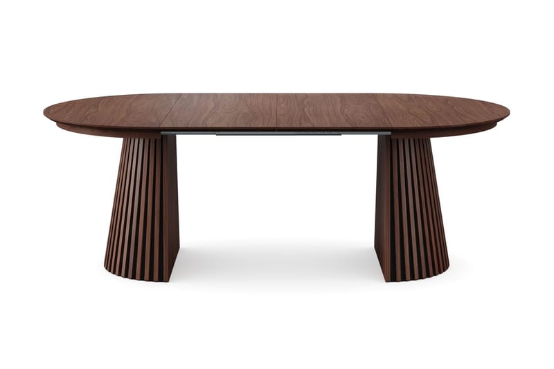 Spisegruppe Bark Peyra 120–220 cm Valnøtt Hvit bouclé/metallben valnøtt - Møbler - Bord - Spisegrupper