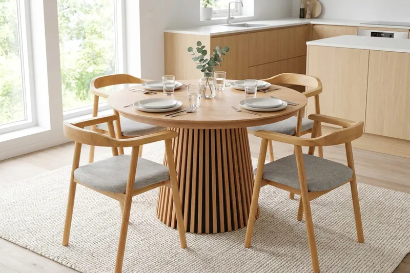 Spisegruppe Bark Peyra 120-220 cm Eik Eik/Beige - Møbler - Bord - Spisegrupper