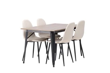 Tempe Matgruppe 140 cm Rektangulær med 4 Polar stoler - Beige - Møbler - Bord - Spisegrupper