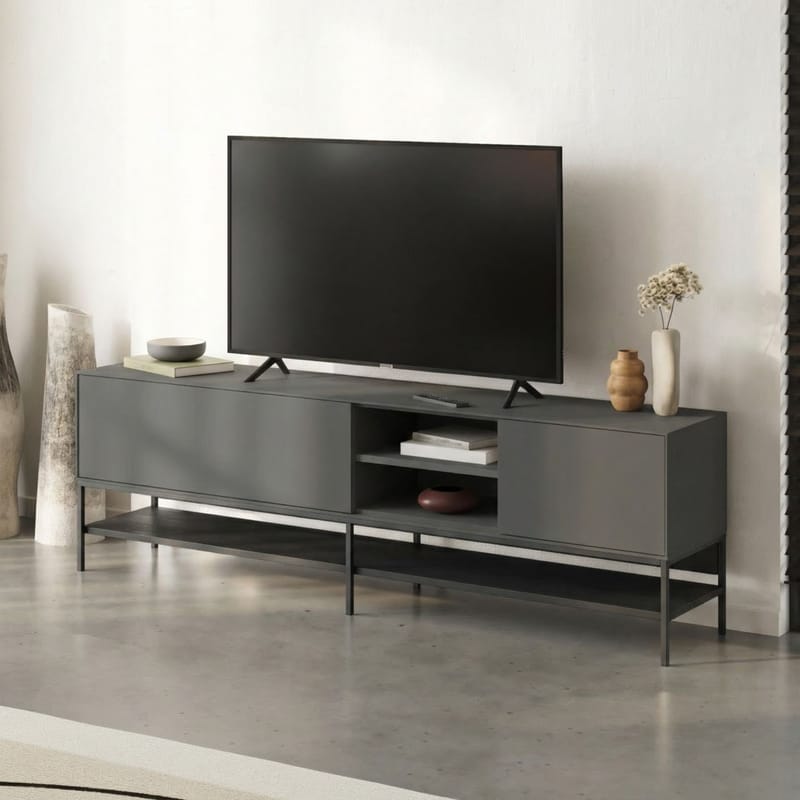 Kenvor TV-benk 180 cm - Anthracite, Wood Black, Black - Møbler - Mediamøbel & tv møbel - TV-benk & mediabenk