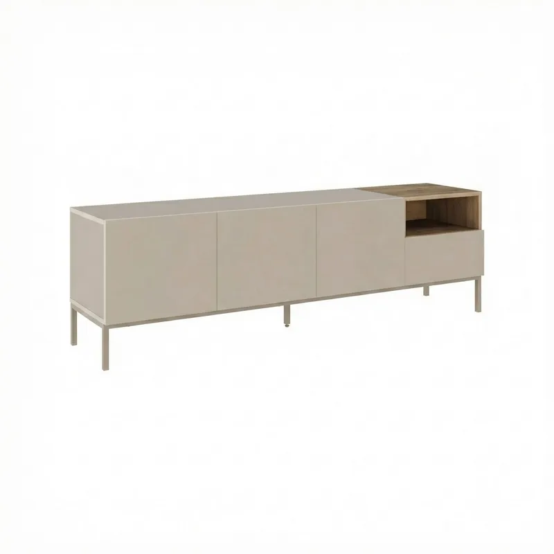 Morlen TV-benk 180x55x41,8 cm - santstone og naturlig eik - Møbler - Mediamøbel & tv møbel - TV-benk & mediabenk
