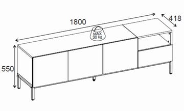 Morlen TV-benk 180x55x41,8 cm - santstone og naturlig eik - Møbler - Mediamøbel & tv møbel - TV-benk & mediabenk