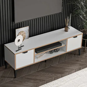 Olyros TV-benk 140 cm - Hvit - Møbler - Mediamøbel & tv møbel - TV-benk & mediabenk