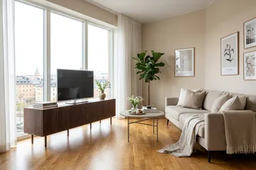 Peyra Ribbet TV-benk 200 cm - Valnøtt - Møbler - Mediamøbel & tv møbel - TV-benk & mediabenk