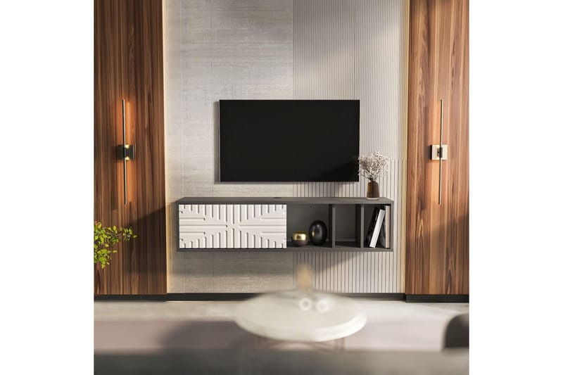 Saller TV-benk 140 cm - Antrasitt/Hvit - Møbler - Mediamøbel & tv møbel - TV-benk & mediabenk