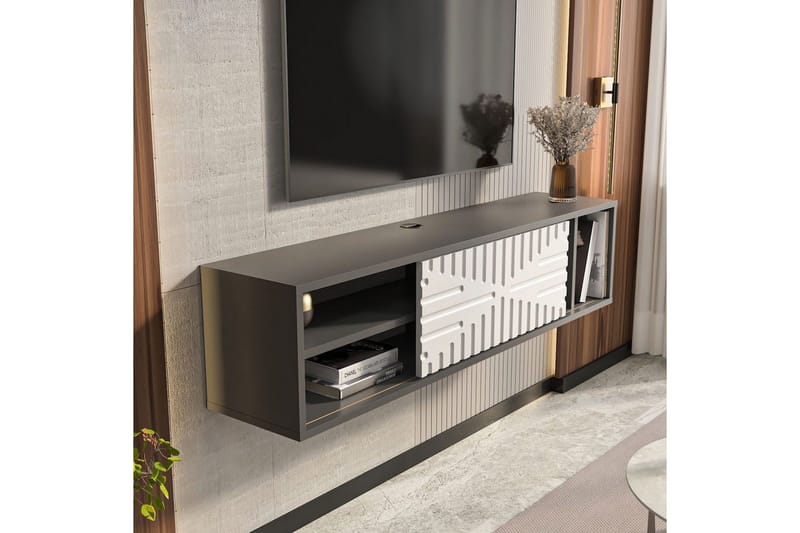 Saller TV-benk 140 cm - Antrasitt/Hvit - Møbler - Mediamøbel & tv møbel - TV-benk & mediabenk