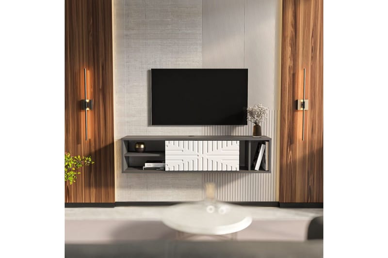 Saller TV-benk 140 cm - Antrasitt/Hvit - Møbler - Mediamøbel & tv møbel - TV-benk & mediabenk