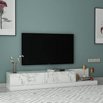 TV-benk Homitis Major (180 x 30 x 37 cm) Marmo marmor hvit - Marmo Marble og hvit - Møbler - Mediamøbel & tv møbel - TV-benk & mediabenk