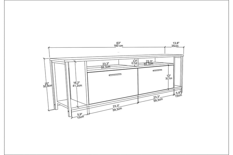 Rinorea Tv-benk 160x50,8 cm - Hvit - Møbler - Mediamøbel & tv møbel - TV-benk & mediabenk