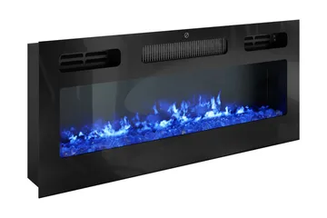 Glenndale TV benk med oppbevaring + LED kamin + Belysning 190 cm - Hvit - Møbler - Mediamøbel & tv møbel - TV-benk & mediabenk