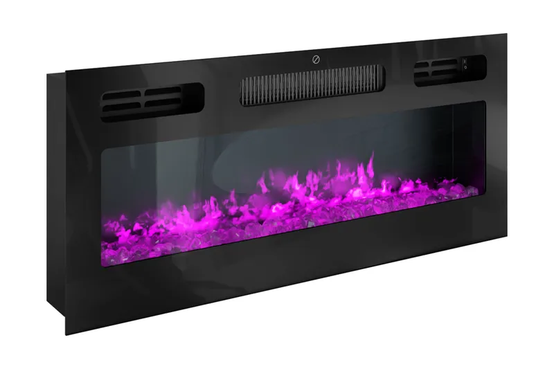 Glenndale TV benk med oppbevaring + LED kamin + Belysning 190 cm - Hvit - Møbler - Mediamøbel & tv møbel - TV-benk & mediabenk