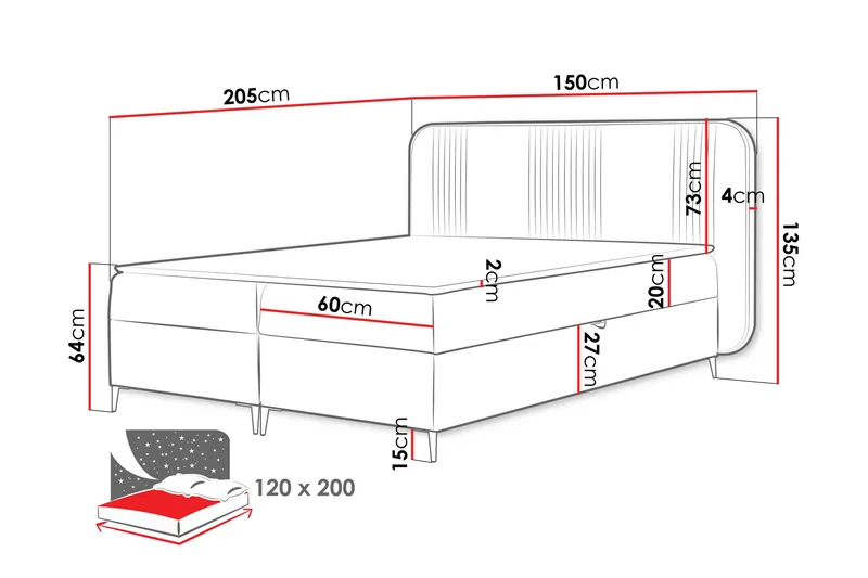 Alani Sengpakke Kontinentalseng 120x200 cm - Beige - Møbler - Senger - Komplett sengepakke