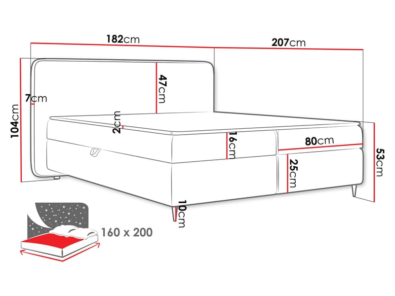 Allgunnen Sengepakke Kontinentalseng 160x200 cm - Hvit - Møbler - Senger - Komplett sengepakke
