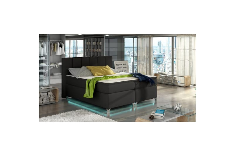 Box Spring Eltap Basilio med LED, Soft 11, Svart, 140x200 cm