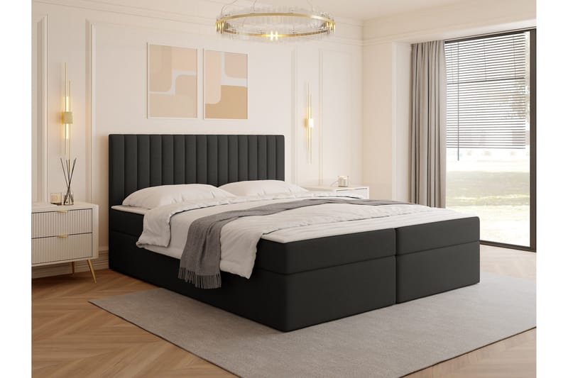 Calrosor Sengepakke Kontinentalseng med Oppbevaring 160x200 cm - Svart - Møbler - Senger - Komplett sengepakke