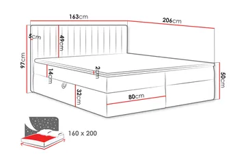 Calrosor Sengepakke Kontinentalseng med Oppbevaring 160x200 cm - Svart - Møbler - Senger - Komplett sengepakke