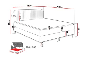 Celestine Oppbevaringsseng 180x200 cm - Grå - Møbler - Senger - Seng med oppbevaring