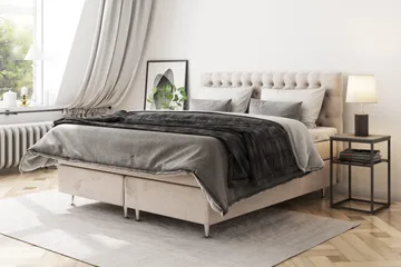 Celine Komplett Sengpakke 180x200 cm - Beige / Fløyel - Møbler - Senger - Kontinentalsenger