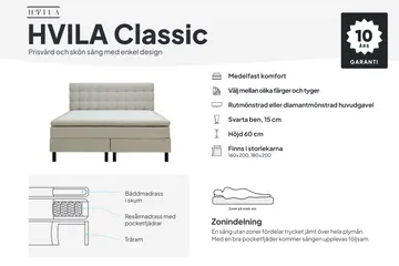 HVILA Classic komplett sengepakke 160x200 cm kontinentalseng med diamantmønstret sengegavl - Beige - Møbler - Senger - Komplett sengepakke