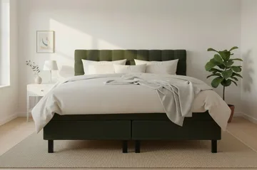 HVILA Classic komplett sengepakke 160x200 cm kontinentalseng med rutet sengegavl - Grønn - Møbler - Senger - Komplett sengepakke