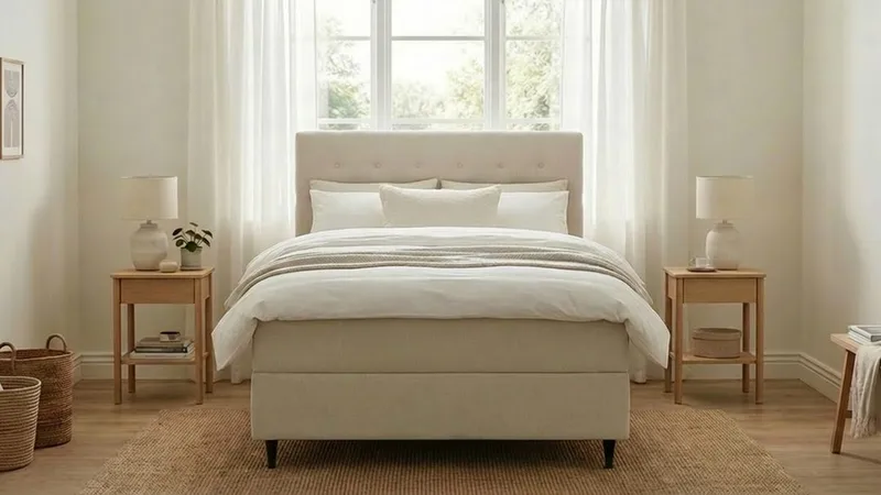 HVILA Plus komplett sengesett med oppbevaring 120x200 cm - Lys beige - Møbler - Senger - Komplett sengepakke