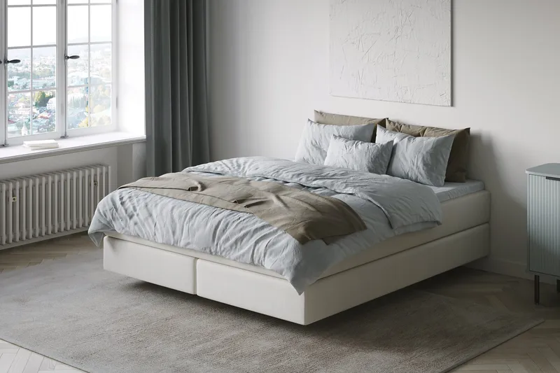 HVILA Premium kontinentalseng 180x200 cm med svevende effekt uten overmadrass - Hvit - Møbler - Senger - Komplett sengepakke
