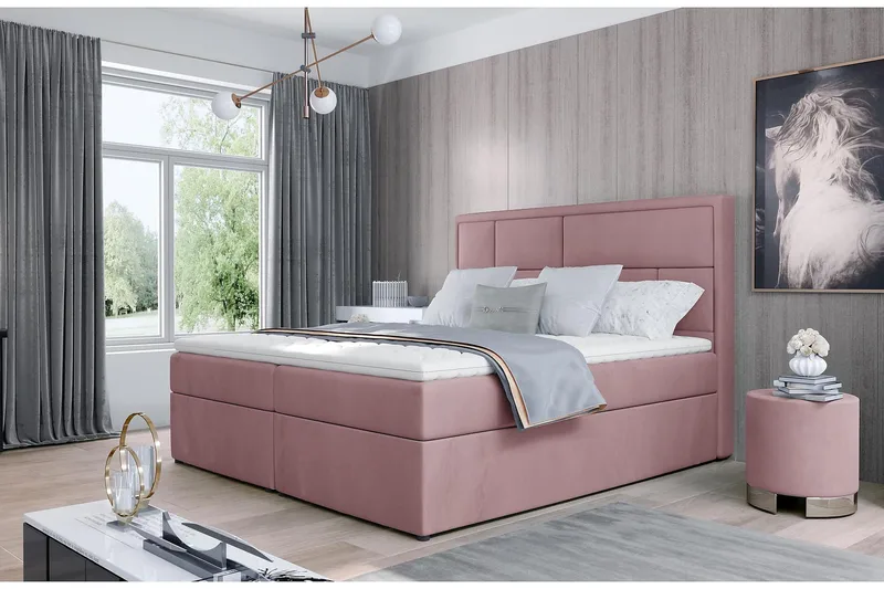Emeron Sengepakke 180x200 cm - Lyserosa - Møbler - Senger - Komplett sengepakke