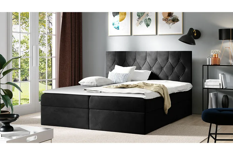 Kontinentalseng 144x208 cm - Svart - Møbler - Senger - Komplett sengepakke
