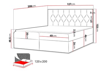 Kontinentalseng med Oppbevaring 124x208 cm - Svart - Møbler - Senger - Komplett sengepakke