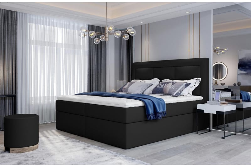 Vivera Sengepakke 180x200 cm - Lær/Svart - Møbler - Senger - Komplett sengepakke