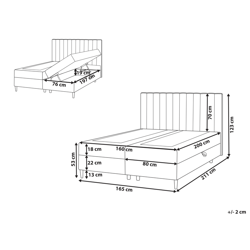 Kontinentalseng Officer 160x200 cm - Off-white - Møbler - Senger - Kontinentalsenger